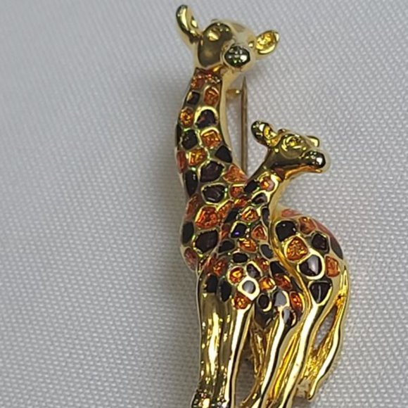 ✨ANNE KLEIN Gold Giraffe Brooch with Topaz & Citrine Colored Inlay ✨ - Picture 2 of 3
